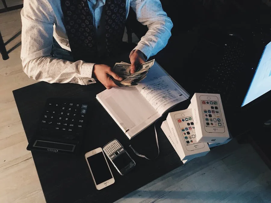 Accountant reviewing finance records and ledger for accurate returns calculation